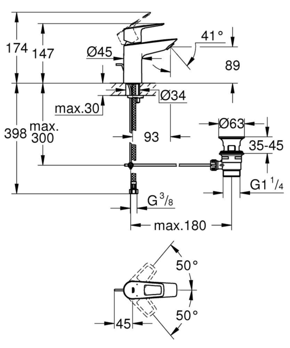 Grohe Start Loop S-size håndvaskarmatur mat sort